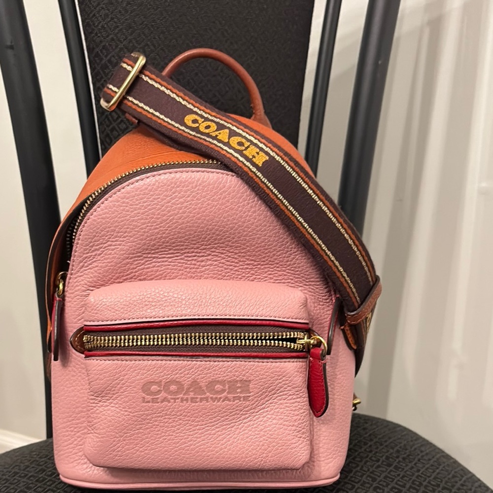 Coach Pink and Orange Leather Backpack - Picture 10 of 10